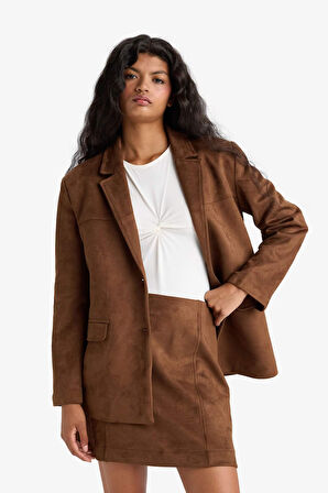 Regular Fit Ceket Yaka Süet Blazer Ceket