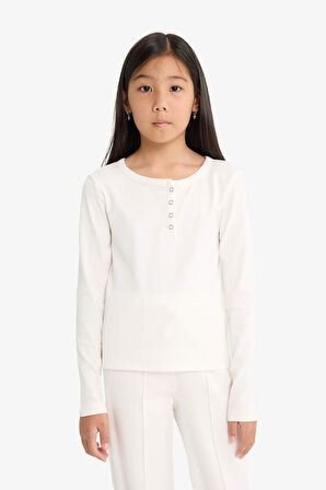 Kız Çocuk 2'li Takım Fitilli Kaşkorse Uzun Kollu Tişört Eşofman Altı