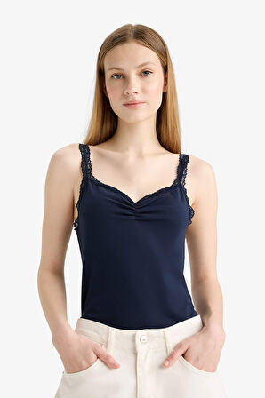 Coool Fitted Dantel Yaka Penye Atlet