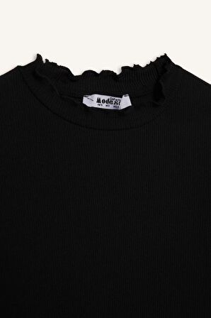 Yarım Balıkçı Yaka Fitilli Kaşkorse Uzun Kollu Tunik