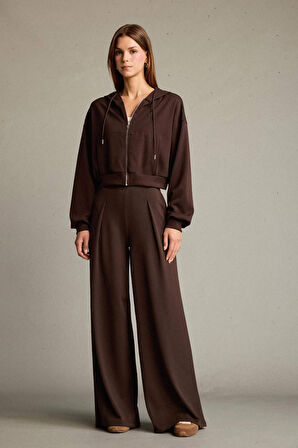 Kapüşonlu Modal Fermuarlı Sweatshirt