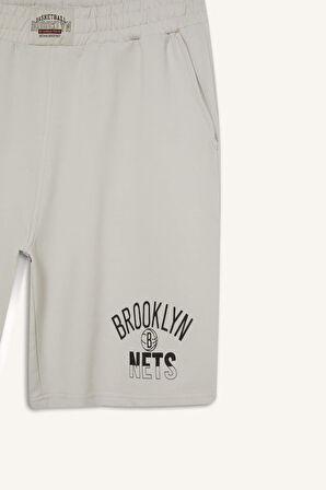 DeFactoFit NBA Brooklyn Nets Standart Fit Kısa Paça Şort