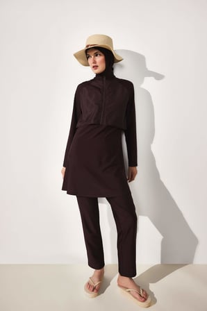 DeFacto Regular Fıt 5'li Kahverengi Burkini Mayo G8897AX26SMBN340