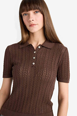 Regular Fit Polo Yaka Triko Kazak