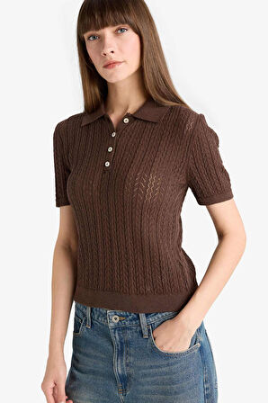 Regular Fit Polo Yaka Triko Kazak