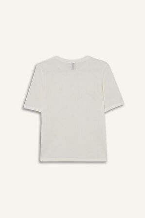 Regular Fit Bisiklet Yaka Ajurlu Kısa Kollu Kazak