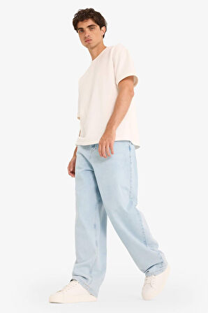 DeFacto %100 Pamuk Skater Fit Geniş Paça Jean Yıkamalı Pantolon F5668AX25AUNM39