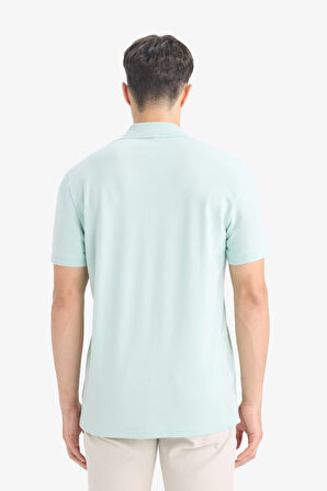 DeFacto %100 Pamuk Slim Fit Dar Kesim Polo Yaka Kısa Kollu Pamuklu Nakışlı Pike Tişört E2633AX25SMGN1113