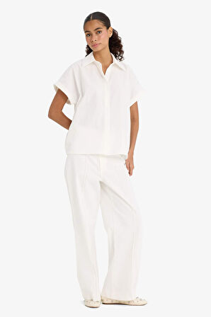 Wide Leg Cepli Yüksek Bel Gabardin Pantolon