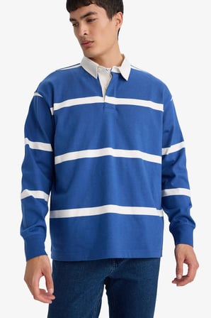 DeFacto REGULAR FIT %100 Pamuk Çizgili Sweatshirt F9832AX26SPIN272