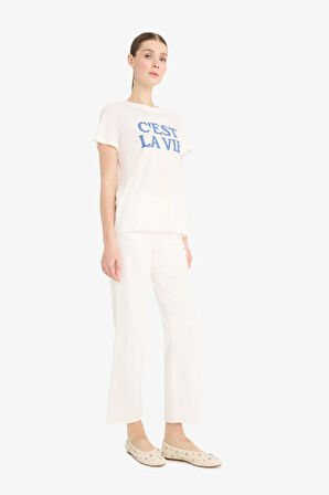 DeFacto Regular Fit Bisiklet Yaka Baskılı Penye Kısa Kollu Tişört F5888AX25SMER105