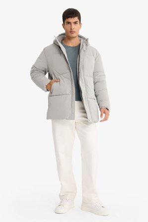 DeFacto Su İtici Regular Fit Kapüşonlu Cepli Astarlı Rüzgar Geçirmez Fermuarlı Parka F0431AX25WNGR454