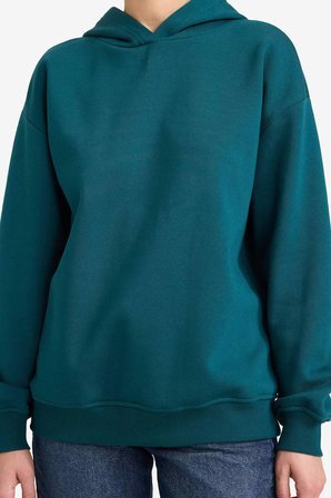 DeFacto Relax Fit Kapüşonlu Basıc Kalın Sweatshirt D9935AX25WNGN246