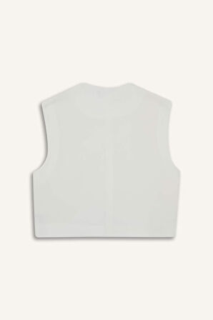 Oversize Geniş Kalıp Bisiklet Yaka Krep Yelek