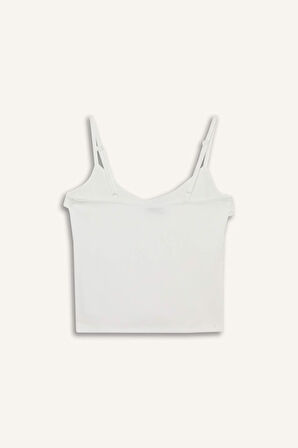 DeFacto Slim Fit Dar Kesim Fırfırlı Yaka Beyaz Askılı Atlet F6330AX25HSWT32