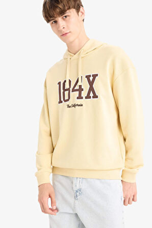Boxy Fit Kapüşonlu Baskılı Sweatshirt