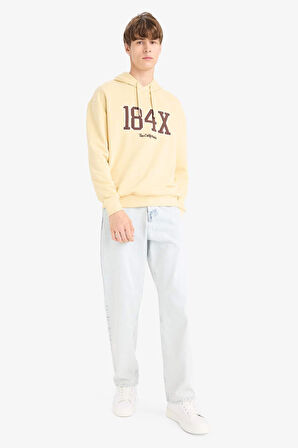 Boxy Fit Kapüşonlu Baskılı Sweatshirt