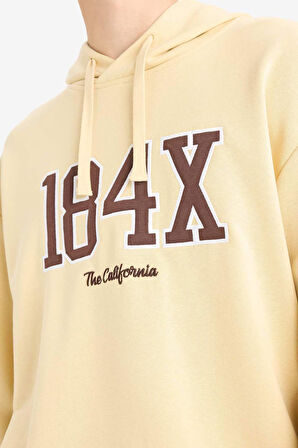 Boxy Fit Kapüşonlu Baskılı Sweatshirt