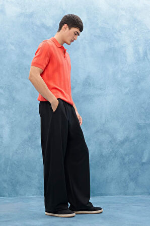 Barrel Fit Geniş Düz Paça Cepli Pantolon 