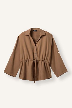Regular Fıt Gömlek Yaka Akışkan Kumaş Blazer Ceket