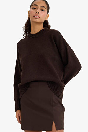 Oversize Geniş Kalıp Bisiklet Yaka Kazak