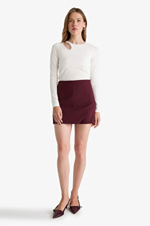 Slim Fit Dar Kesim Bisiklet Yaka Fitilli Kaşkorse Uzun Kollu Tişört