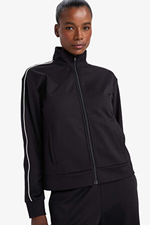 DeFactoFit Slim Fit Dar Kesim Dik Yaka İçi Yumuşak Tüylü Fermuarlı Hırka 