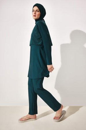 DeFacto Regular Fıt 5'li Koyu Yeşil Burkini Mayo G8897AX26SMGN756