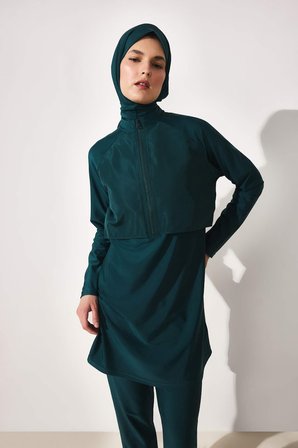 DeFacto Regular Fıt 5'li Koyu Yeşil Burkini Mayo G8897AX26SMGN756