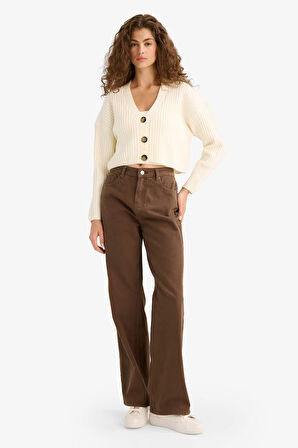 Regular Fit V Yaka Düğmeli Triko Hırka