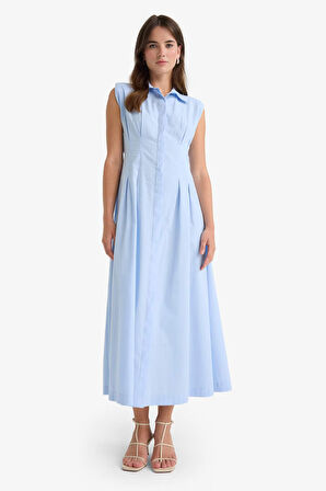 Flare Fit Poplin Kısa Kollu Elbise