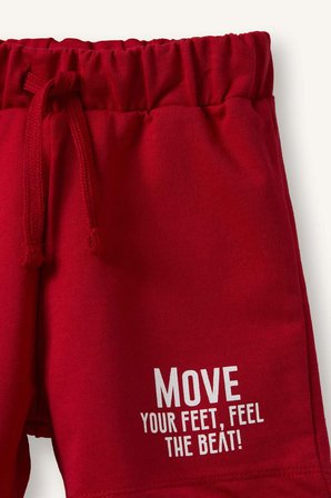 DeFacto %100 Pamuk Regular Fıt Slogan Baskılı Sweatshirt Kumaşı Şort Erkek Bebek G8420A526SMRD79