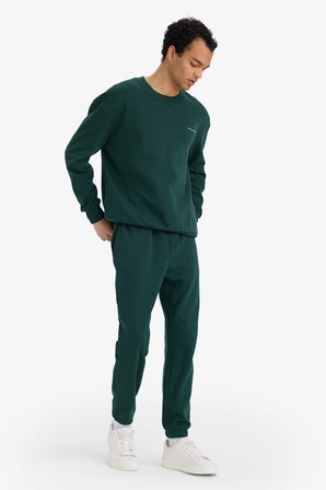 DeFacto Boxy Fit 2'li Takım Bisiklet Yaka Baskılı Sweatshirt Eşofman Altı F9623AX25AUGN919
