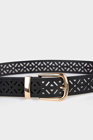 Kadın Dikdörtgen Toka Suni Deri Jean Kemeri