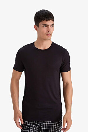 Premium Slim Fit Dar Kesim Bisiklet Yaka Modal Üst