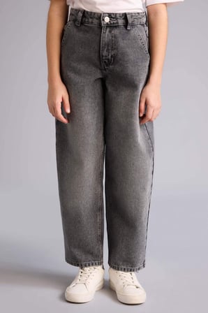Baggy Fıt Geniş Paça Jean Pantolon Kız Çocuk