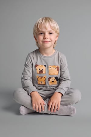 %100 Pamuklu Baskılı Beli Lastikli Pijama Takımı Erkek Bebek