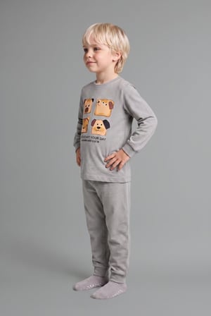 %100 Pamuklu Baskılı Beli Lastikli Pijama Takımı Erkek Bebek