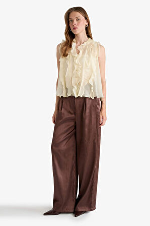 Wide Leg Geniş Paça Bilek Boy Saten Pantolon