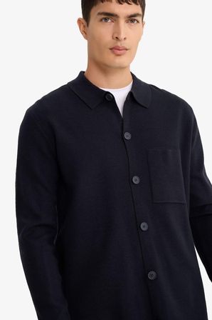 DeFacto Standart Fit Polo Yaka Düğmeli Ön Cep Detaylı Triko Hırka F3720AX25WNNV64