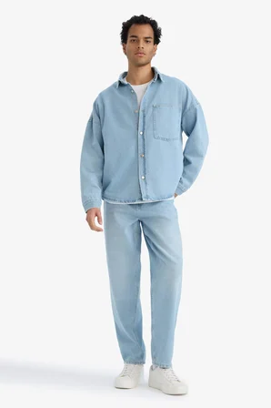 Oversize Geniş Kalıp Jean Uzun Kollu Gömlek