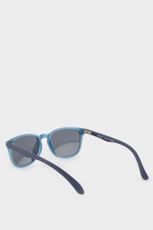 Erkek Çocuk Yuvarlak Mavi Plastik Çerçeve Siyah Cam Polarize Güneş Gözlüğü