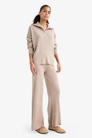DeFacto Regular Fit Yarım Fermuarlı Triko Kazak F2907AX25AUBG369