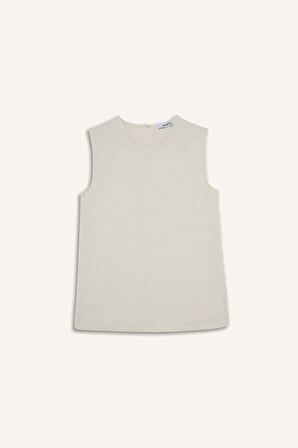 DeFacto Regular Fit Bisiklet Yaka Basic Düz Keten Karışımlı Kolsuz Tunik D2953AX25SMER42