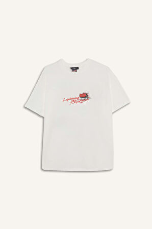 DeFacto Coool Cars Oversize Geniş Kalıp Baskılı Kısa Kollu Tişört F5159AX25SMWT32