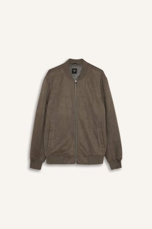 DeFacto Slim Fit Süet Kolej Yaka Fermuarlı Çift Cepli Mevsimlik Bomber Mont Ceket A3866AX26SPKH466