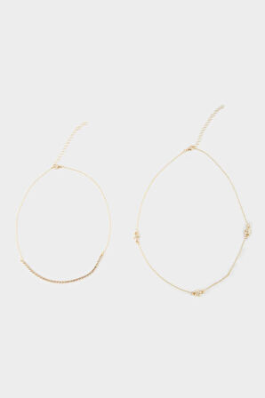 Kadın 2'li Gold Kolye