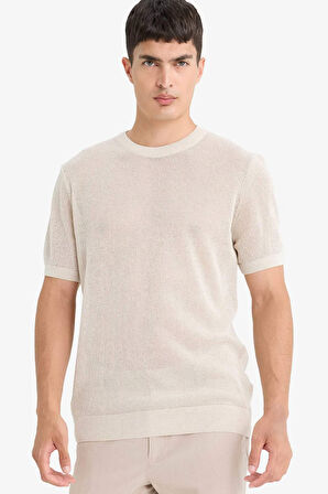 Standart Fit Bisiklet Yaka Triko Kısa Kollu Tişört