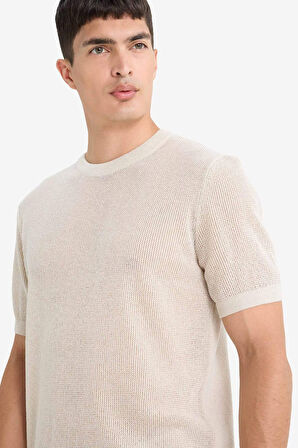 Standart Fit Bisiklet Yaka Triko Kısa Kollu Tişört