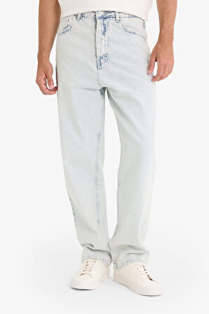 DeFacto %100 Pamuk Baggy Fit Geniş Paça Jean Yıkamalı Pantolon F5669AX25AUNM63